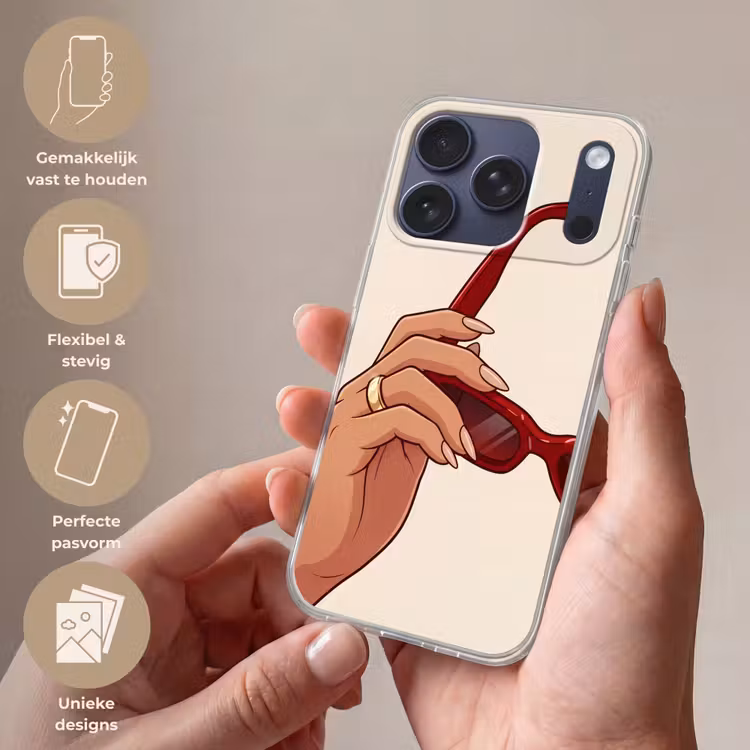 Vrouw - Zonnebril - Mode - Rood - Illustratie Telefoonhoesje iPhone 17 Pro klein -sfeer3_NL