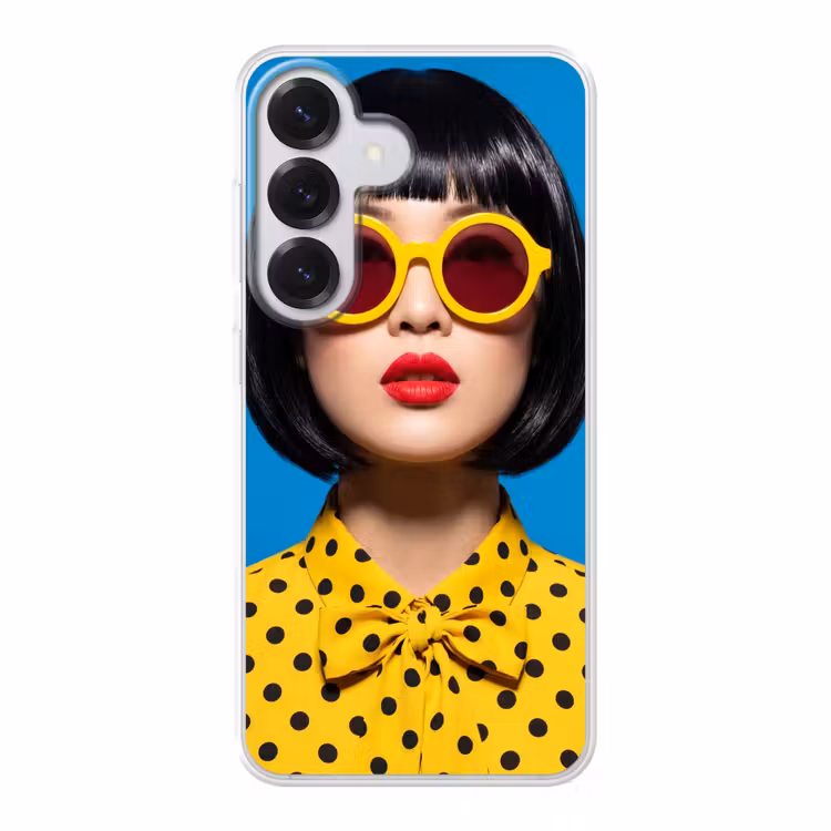 Vrouw - Zonnebril - Pop Art - Portret - Geel Telefoonhoesje Samsung Galaxy S26 klein -3d
