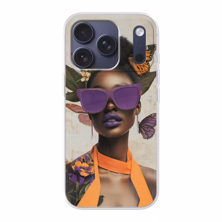 Vrouw - Zonnebril - Vlinder - Bloemen Telefoonhoesje iPhone 17 Pro klein -3d
