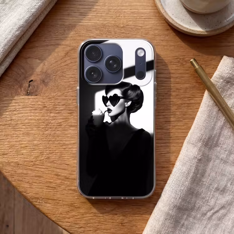 Vrouw - Zwart - Hart Telefoonhoesje iPhone 17 Pro klein -sfeer1