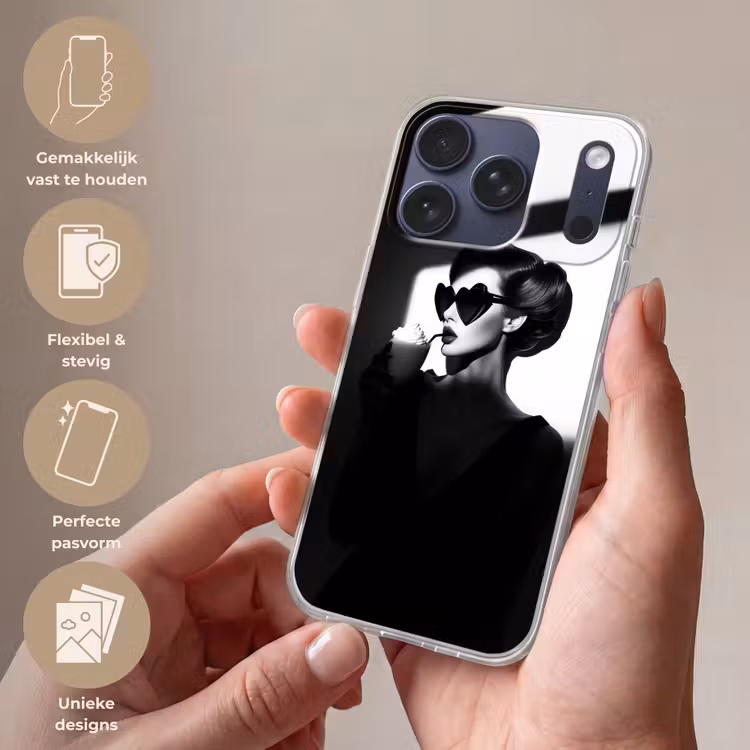 Vrouw - Zwart - Hart Telefoonhoesje iPhone 17 Pro klein -sfeer3_NL
