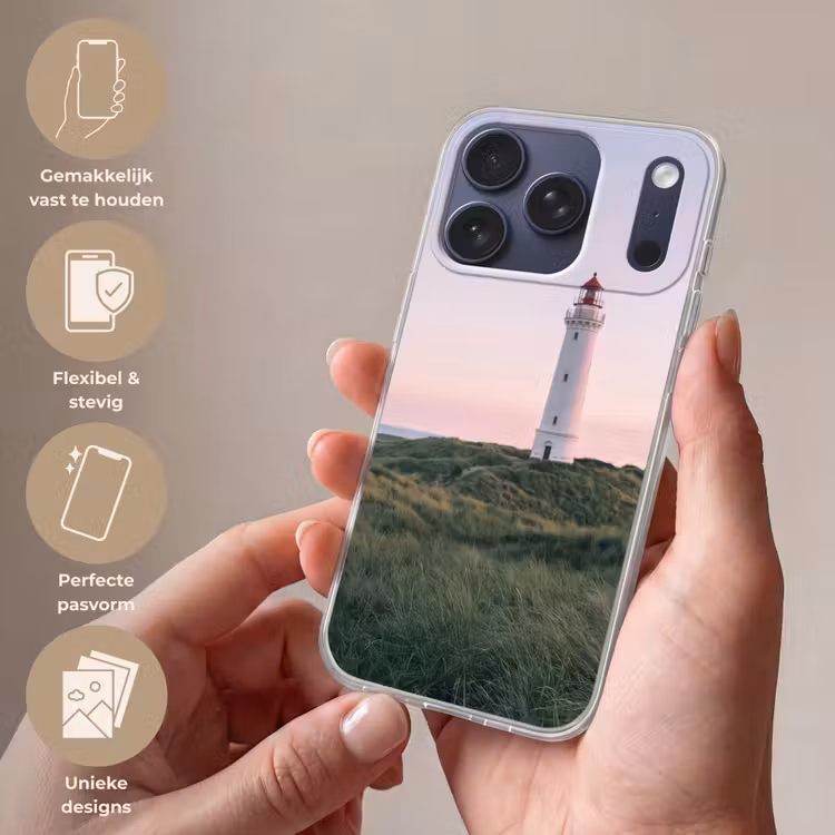 Vuurtoren - Duinlandschap - Zee Telefoonhoesje iPhone 17 Pro klein -sfeer3_NL