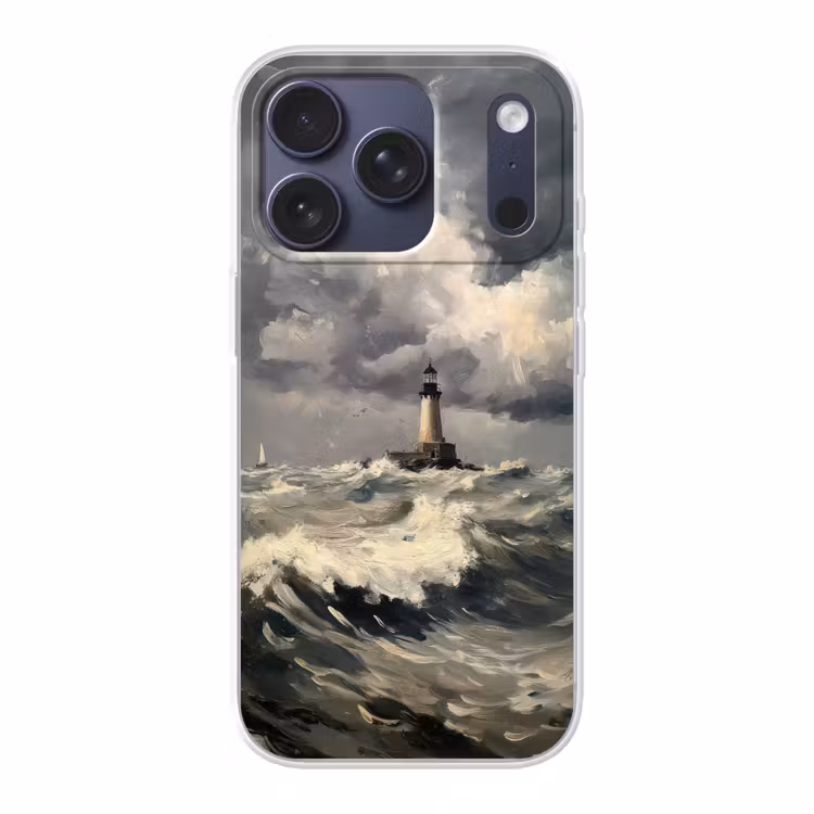 Vuurtoren - Golven - Storm Telefoonhoesje iPhone 17 Pro klein -3d