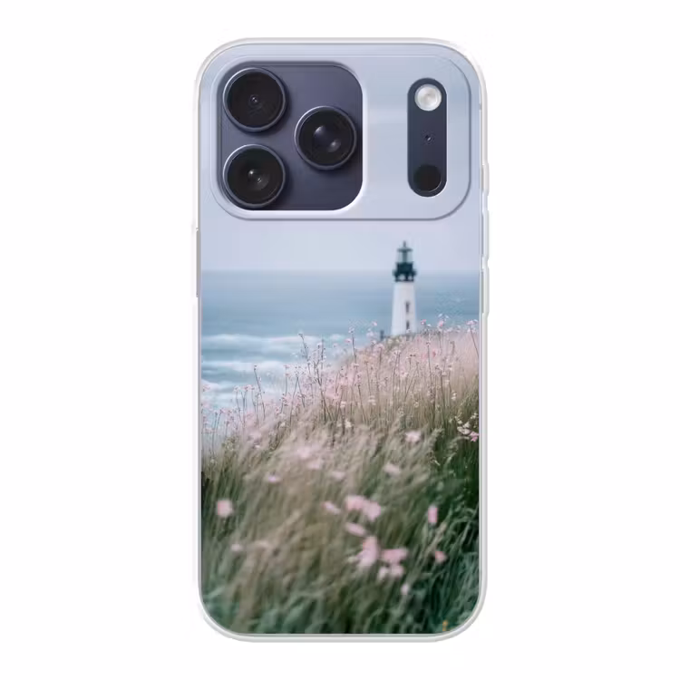 Vuurtoren - Klif - Zee - Bloemen Telefoonhoesje iPhone 17 Pro klein -3d