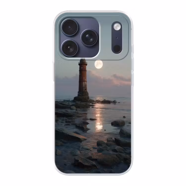 Vuurtoren - Stenen - Water - Maan Telefoonhoesje iPhone 17 Pro klein -3d