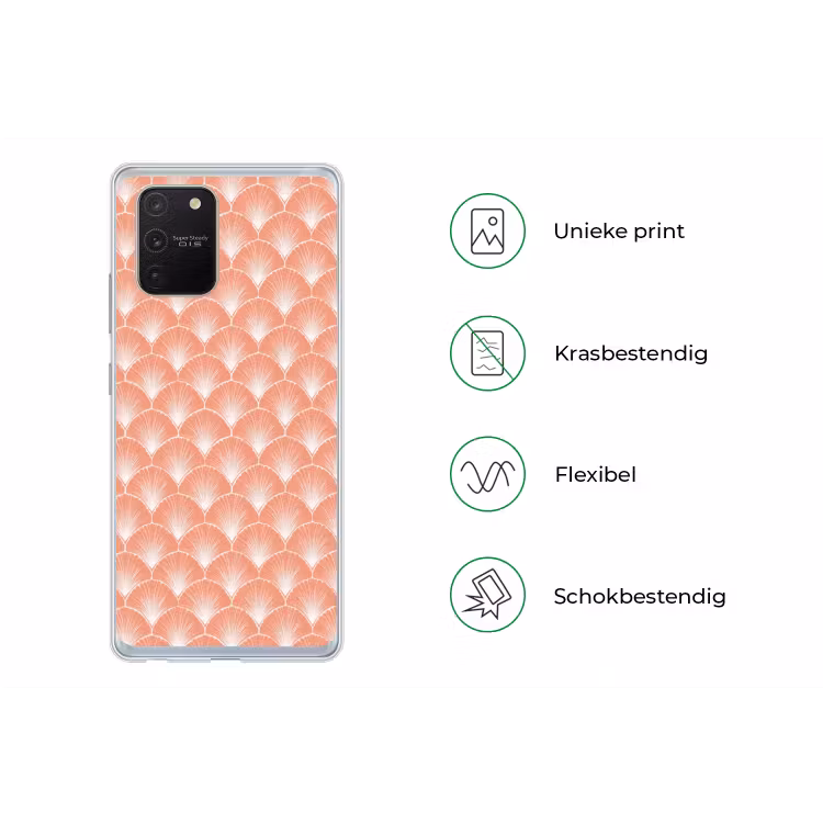 Waaier - Motief - Zalmroze Telefoonhoesje Samsung Galaxy S10 Lite klein 364 -specsS10Lite