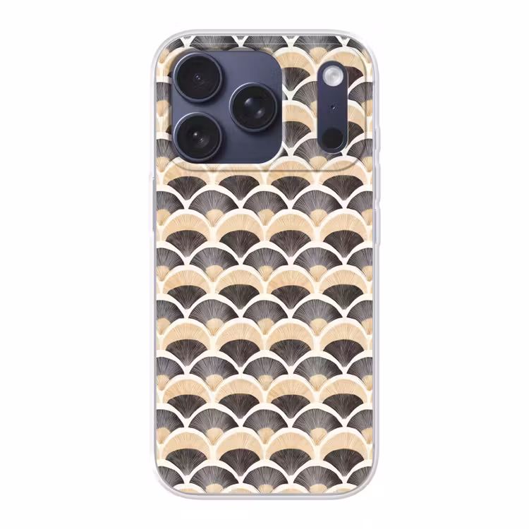 Waaier - Patroon - Zwart - Beige Telefoonhoesje iPhone 17 Pro klein 878 -3d