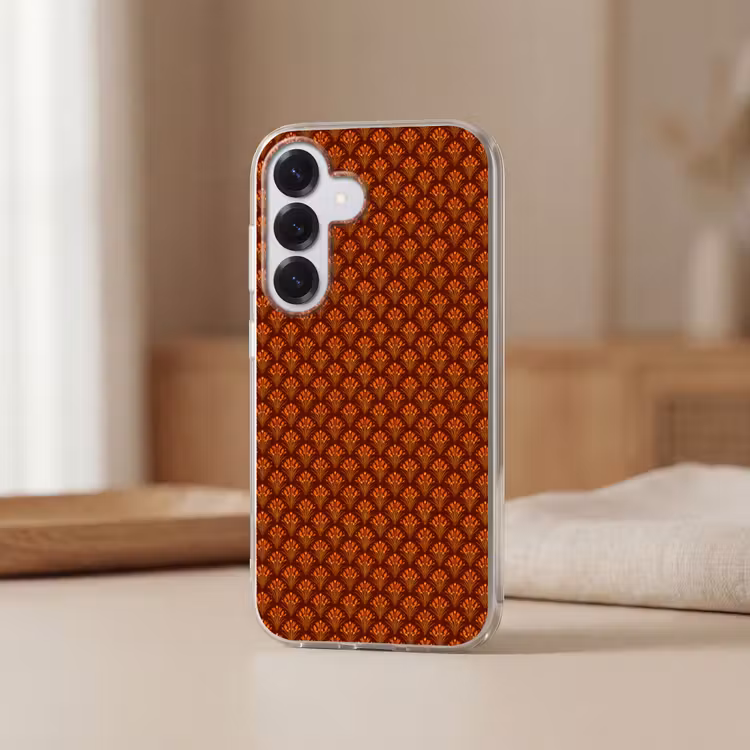 Waaiers - Art Deco - Botanisch - Roestbruin - Oranje Telefoonhoesje Samsung Galaxy S26 klein 975 -sfeer2