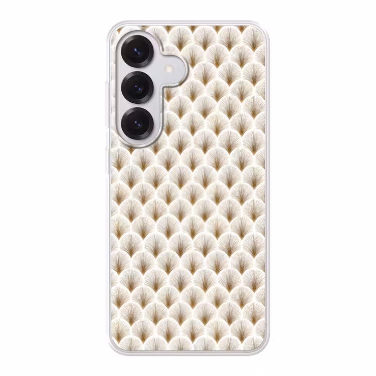 Waaiers - Art Deco - Elegant - Goud - Wit Telefoonhoesje Samsung Galaxy S26 klein 975 -3d