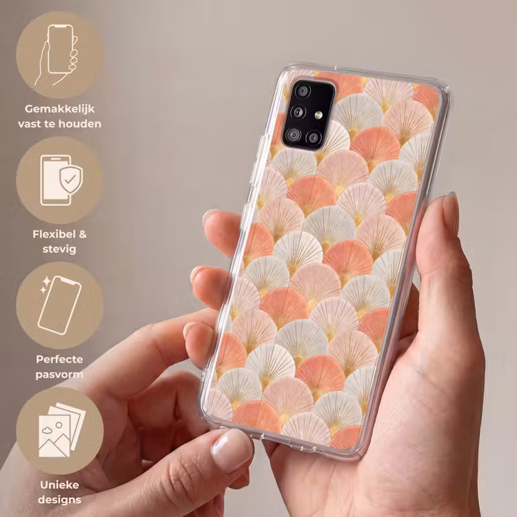 Waaiers - Goud - Roze Telefoonhoesje Samsung Galaxy A51 5G klein 373 -sfeer3_NL