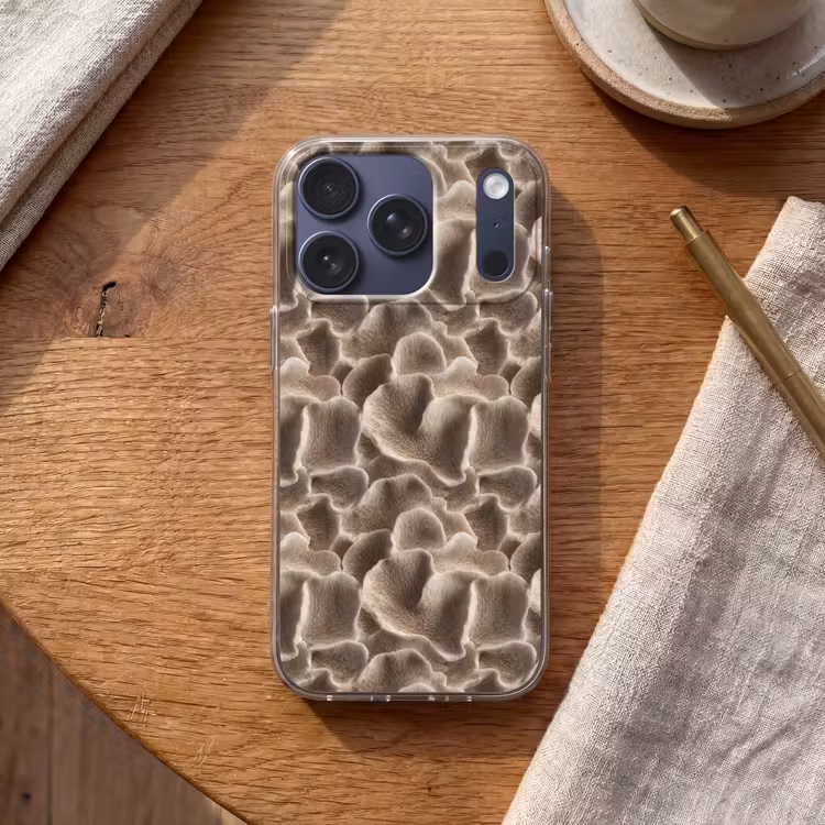 Waaiervorm - Beige - Vezel textuur Telefoonhoesje iPhone 17 Pro klein 878 -sfeer1