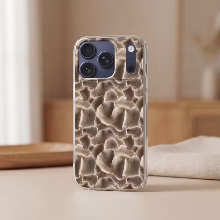 Waaiervorm - Beige - Vezel textuur Telefoonhoesje iPhone 17 Pro klein 878 -sfeer2