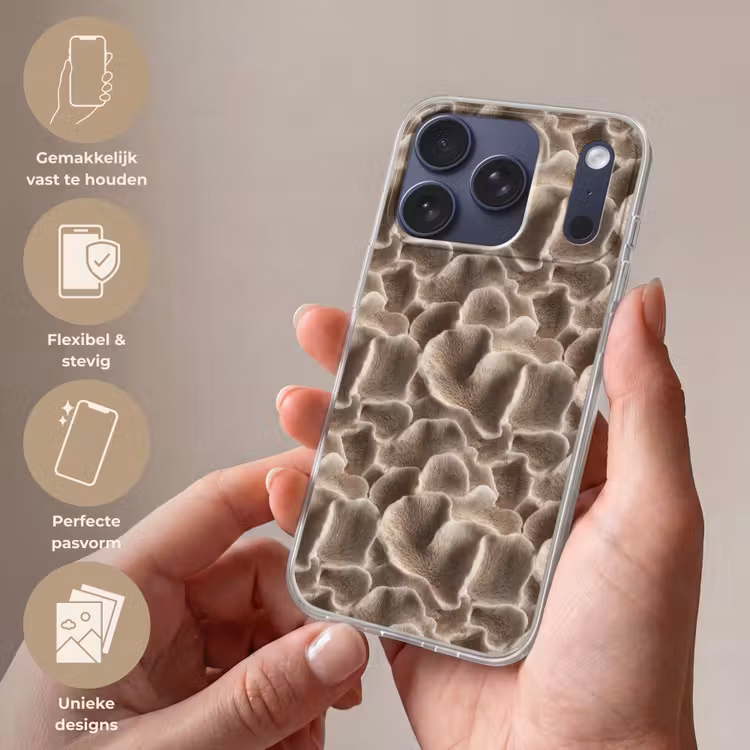 Waaiervorm - Beige - Vezel textuur Telefoonhoesje iPhone 17 Pro klein 878 -sfeer3_NL