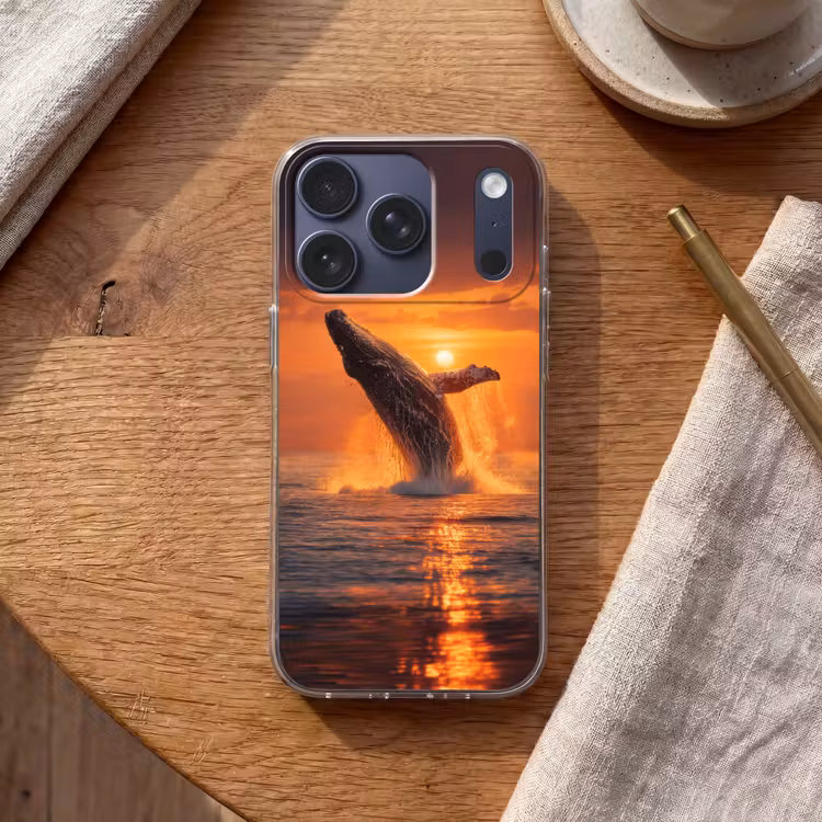 Walvis - Zon - Zee Telefoonhoesje iPhone 17 Pro klein -sfeer1