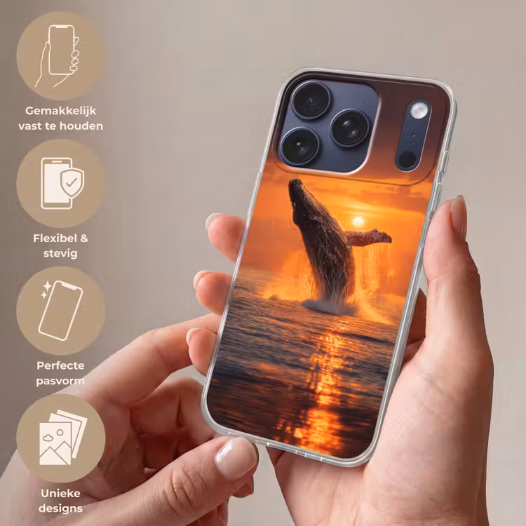 Walvis - Zon - Zee Telefoonhoesje iPhone 17 Pro klein -sfeer3_NL