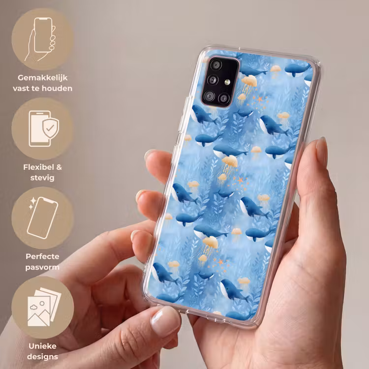Walvissen - Oceaan - Blauw Telefoonhoesje Samsung Galaxy A51 5G klein 373 -sfeer3_NL