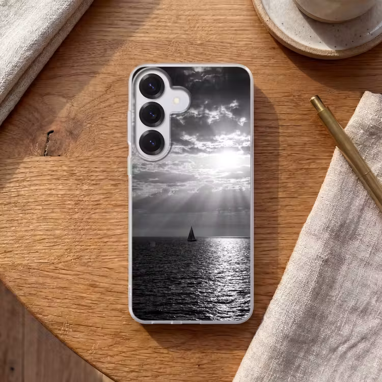 Water - Boot - Lucht - Natuur - Zwart-wit Telefoonhoesje Samsung Galaxy S26 klein -sfeer1
