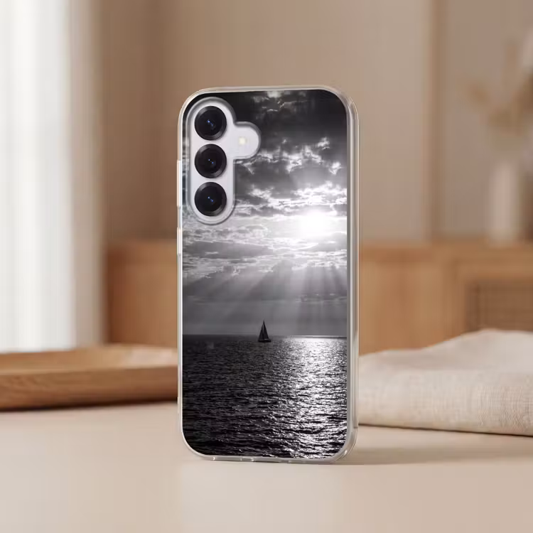 Water - Boot - Lucht - Natuur - Zwart-wit Telefoonhoesje Samsung Galaxy S26 klein -sfeer2