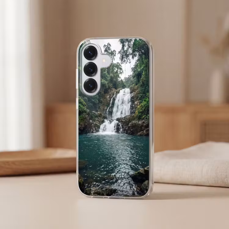 Waterfall - Forest - Nature - Greenkhgyguyg Telefoonhoesje Samsung Galaxy S26 klein -sfeer2