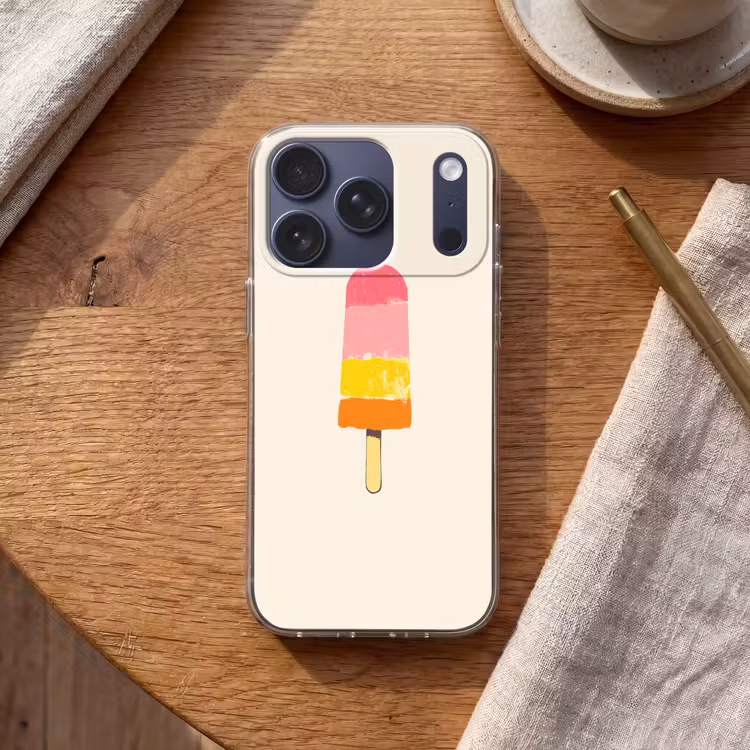 Waterijsje - Retro - Stokje - Roze Telefoonhoesje iPhone 17 Pro klein -sfeer1