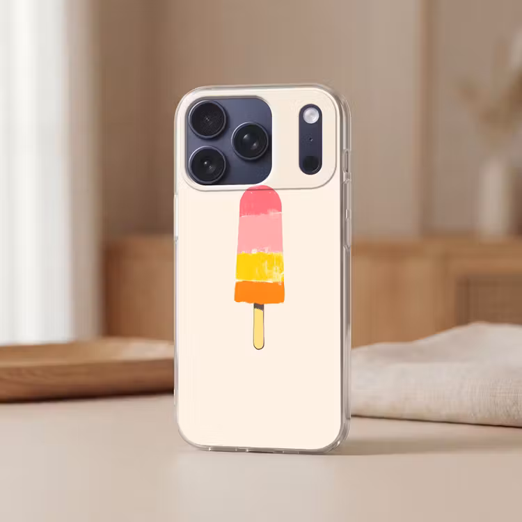 Waterijsje - Retro - Stokje - Roze Telefoonhoesje iPhone 17 Pro klein -sfeer2