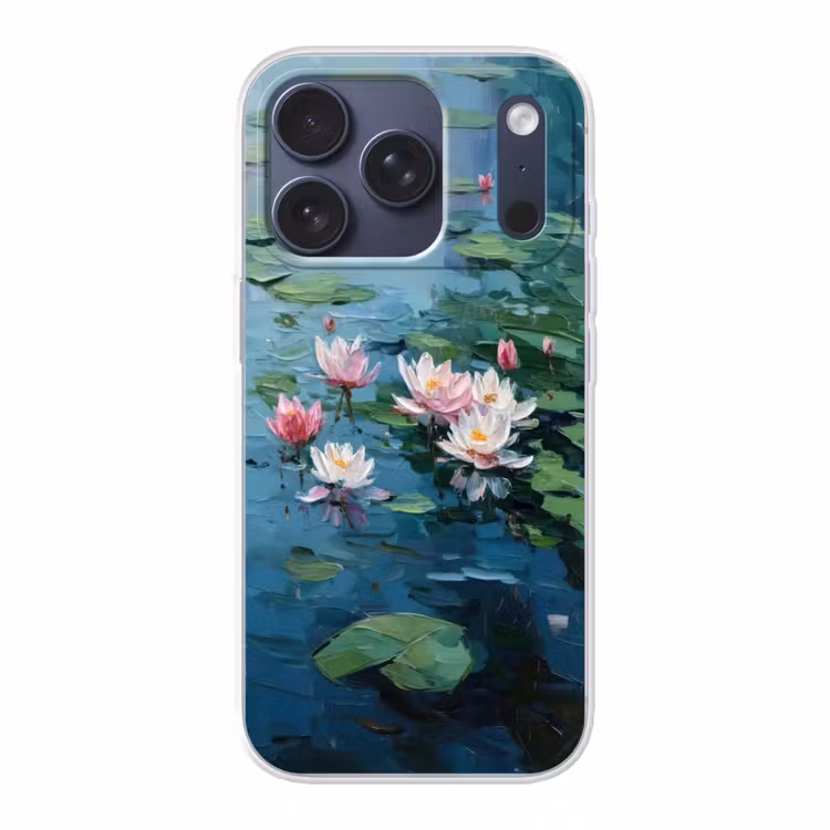 Waterlelies - Bloemen - Roze - Water Telefoonhoesje iPhone 17 Pro klein -3d