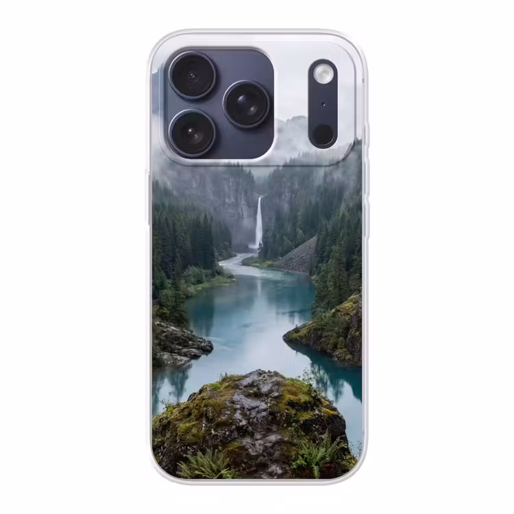 Waterval - Bomen - Bergen Telefoonhoesje iPhone 17 Pro klein -3d