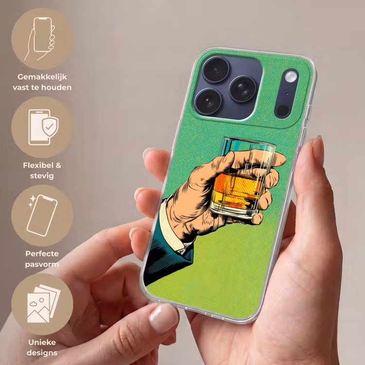 Whisky - Glas - Hand - Groen Telefoonhoesje iPhone 17 Pro klein -sfeer3_NL