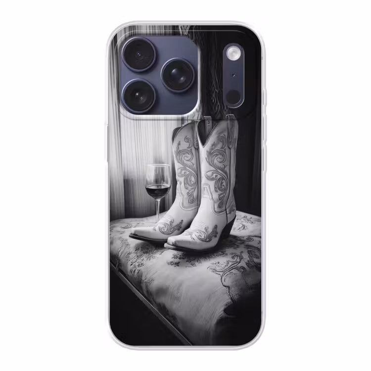 Wijn - Cowboylaarzen - Raamlicht - Wit Telefoonhoesje iPhone 17 Pro klein -3d