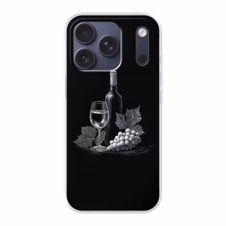 Wijnfles - Glas - Druiven - Bladeren Telefoonhoesje iPhone 17 Pro klein -3d