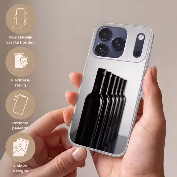 Wijnflessen - Zwart - Minimalistisch Telefoonhoesje iPhone 17 Pro klein -sfeer3_NL