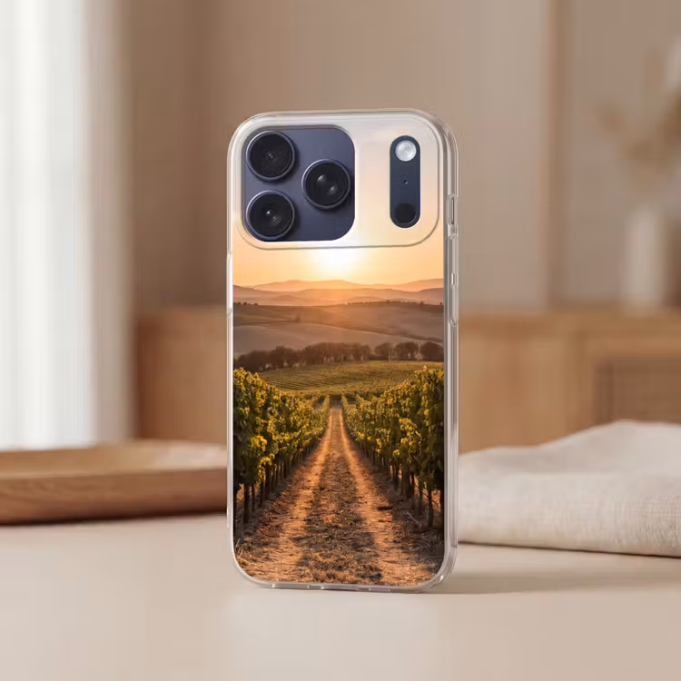 Wijngaard - Zonsondergang - Landschap Telefoonhoesje iPhone 17 Pro klein -sfeer2