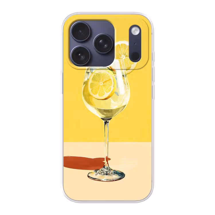 Wijnglas - Citroen - Geel - Minimalistisch Telefoonhoesje iPhone 17 Pro klein -3d