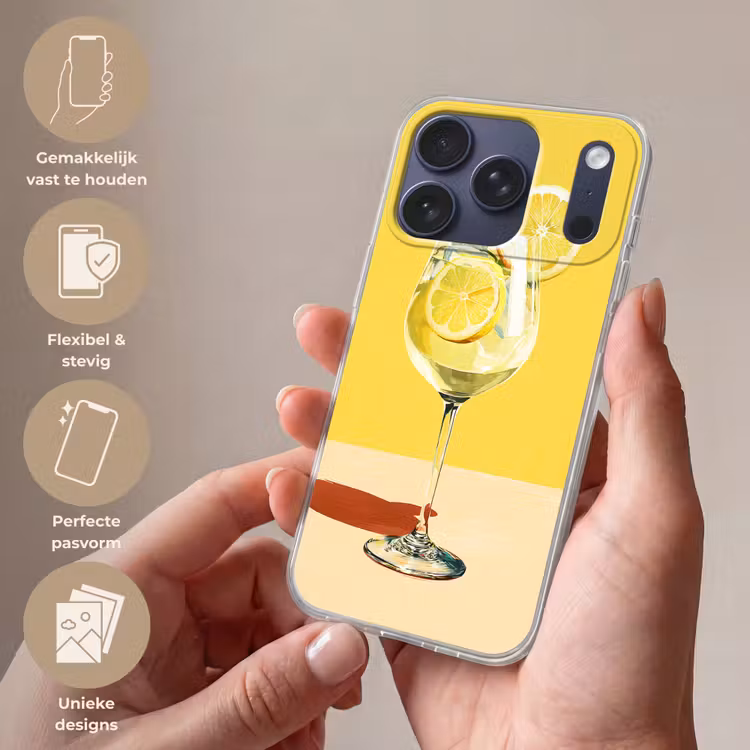 Wijnglas - Citroen - Geel - Minimalistisch Telefoonhoesje iPhone 17 Pro klein -sfeer3_NL
