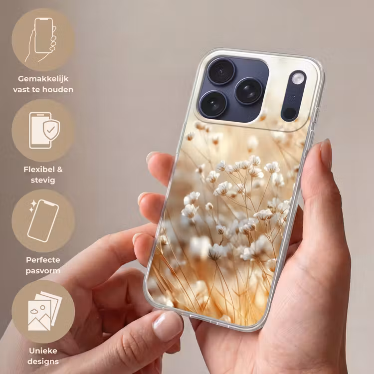 Wilde - Bloemen - Wit Telefoonhoesje iPhone 17 Pro klein -sfeer3_NL
