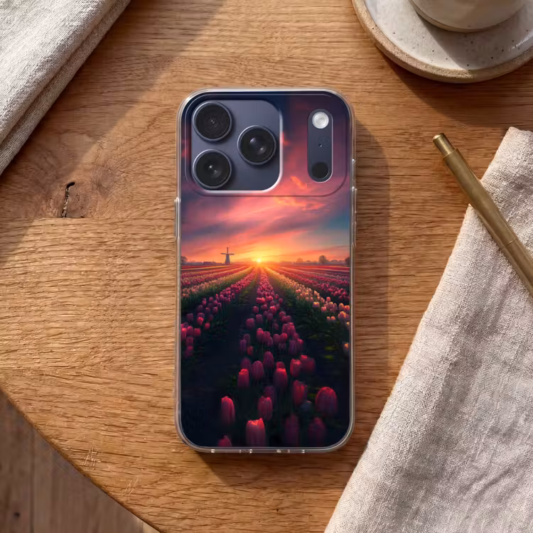 Windmolen - Zonsondergang - Landschap Telefoonhoesje iPhone 17 Pro klein -sfeer1