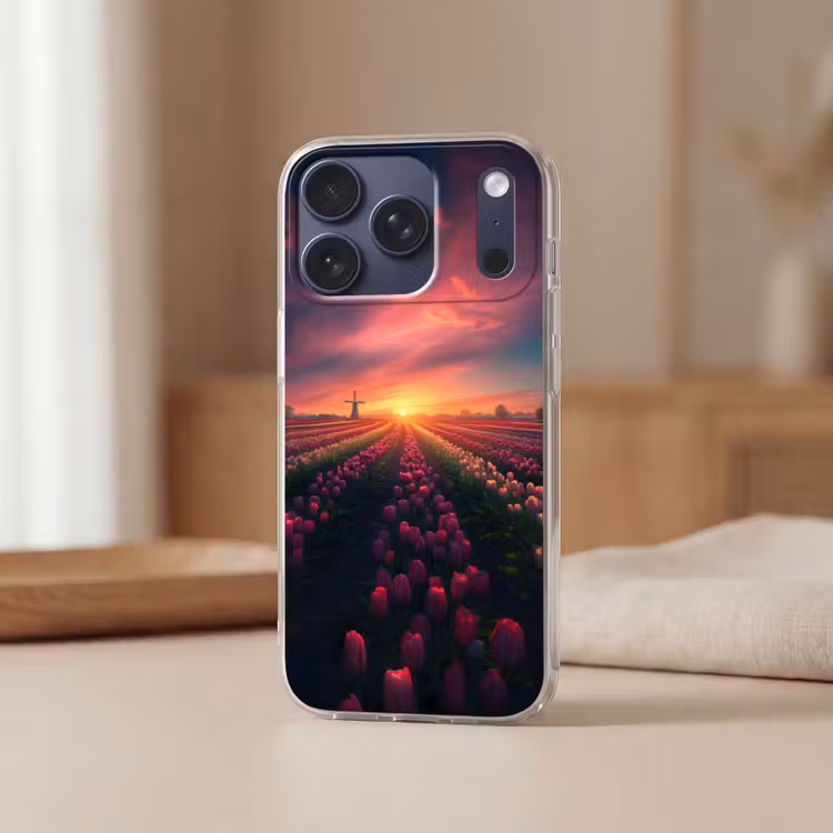 Windmolen - Zonsondergang - Landschap Telefoonhoesje iPhone 17 Pro klein -sfeer2