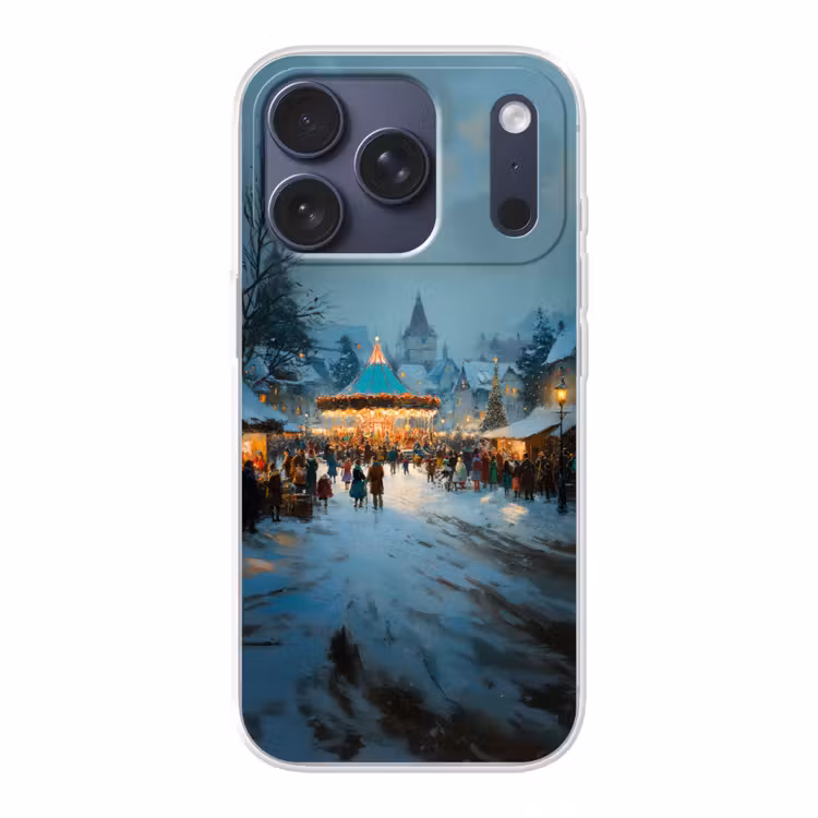 Winterkermis - Dorp - Kleurrijk Telefoonhoesje iPhone 17 Pro klein -3d