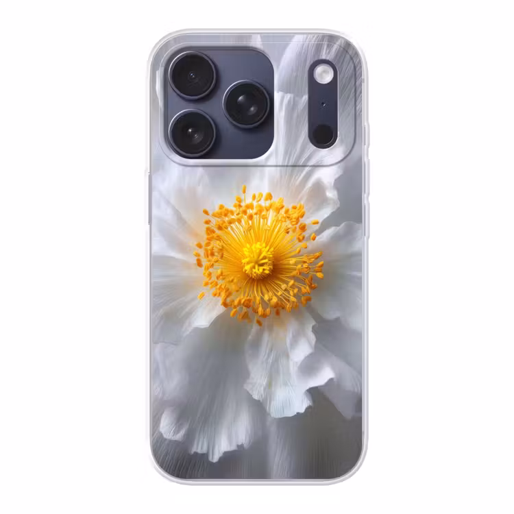 Wit - Bloem - Elegant Telefoonhoesje iPhone 17 Pro klein -3d