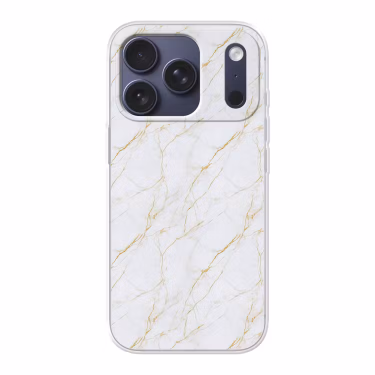 Wit - Marmer - Goud - Luxueus Telefoonhoesje iPhone 17 Pro klein 878 -3d