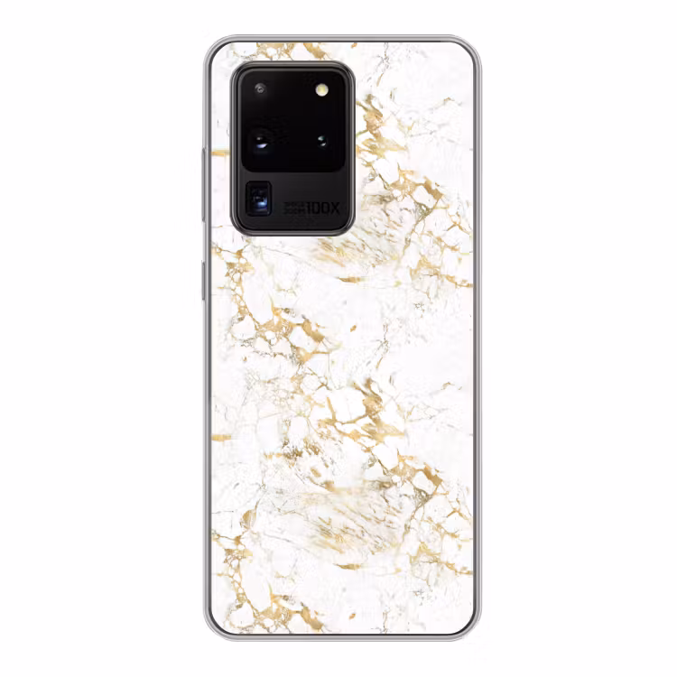 Wit - Marmer - Luxe - Goud Telefoonhoesje Samsung Galaxy S20 Ultra klein 358 -3d