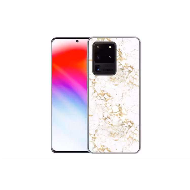 Wit - Marmer - Luxe - Goud Telefoonhoesje Samsung Galaxy S20 Ultra klein 358 -dubbelS20Ultra