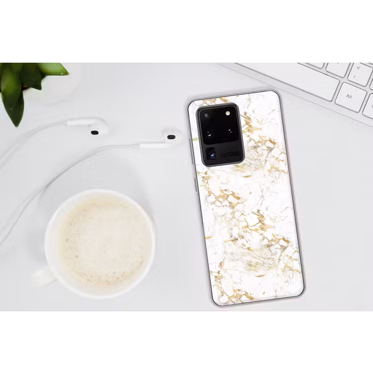 Wit - Marmer - Luxe - Goud Telefoonhoesje Samsung Galaxy S20 Ultra klein 358 -oordopS20Ultra