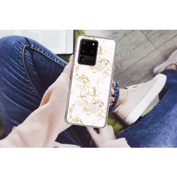 Wit - Marmer - Luxe - Goud Telefoonhoesje Samsung Galaxy S20 Ultra klein 358 -handS20Ultra