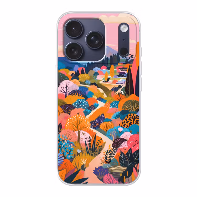 Witte bergtop - Modern - Kleurrijk Telefoonhoesje iPhone 17 Pro klein -3d