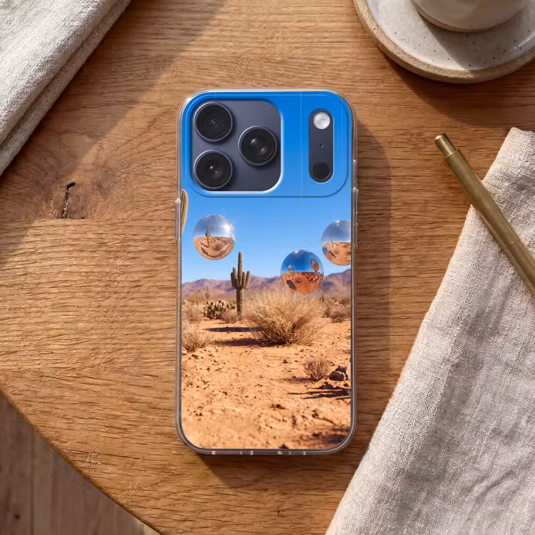 Telefoonhoesje - Woestijn - Spiegelbal - Kunst - Woestijn - Spiegelbal - Kunst Telefoonhoesje iPhone 17 Pro klein