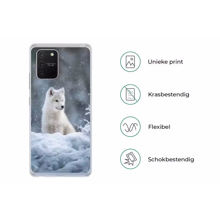 Wolf - Pup - Sneeuw Telefoonhoesje Samsung Galaxy S10 Lite klein -specsS10Lite