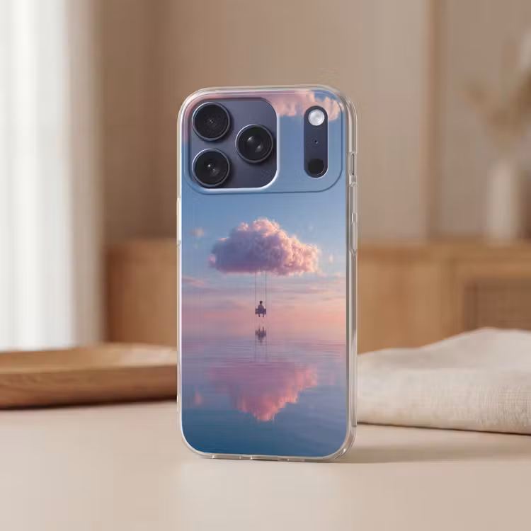 Wolk - Schommel - Kleurrijke lucht Telefoonhoesje iPhone 17 Pro klein -sfeer2