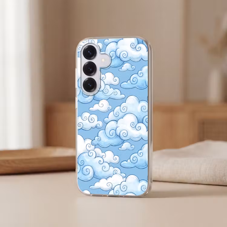 Wolken - Patroon - Hemel - Illustratie - Wit Telefoonhoesje Samsung Galaxy S26 klein -sfeer2