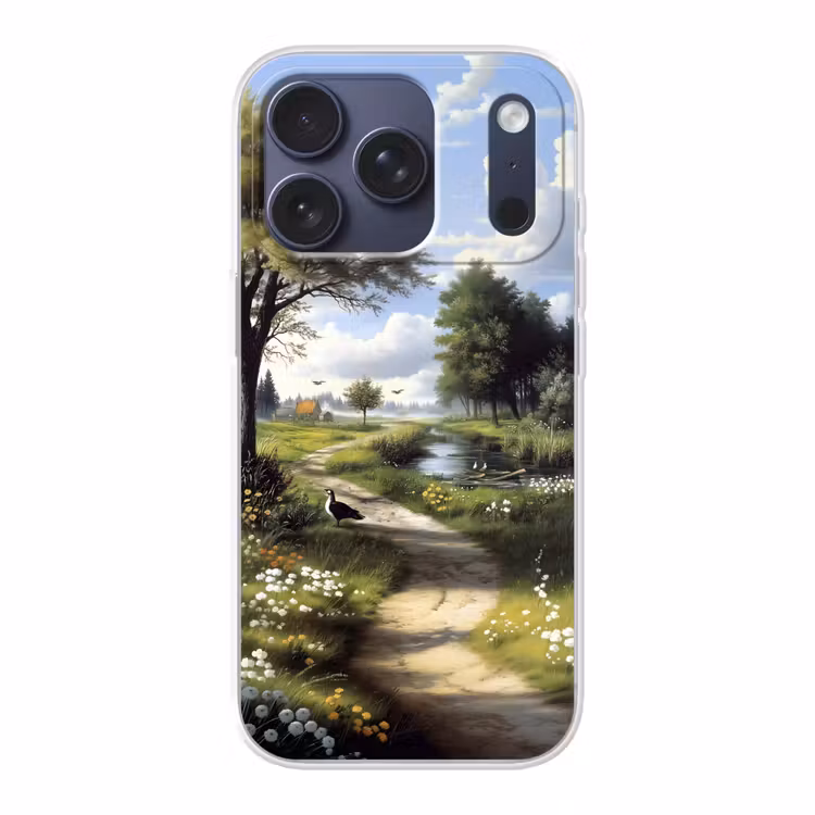 Zandpad - Groen landschap - Water Telefoonhoesje iPhone 17 Pro klein -3d